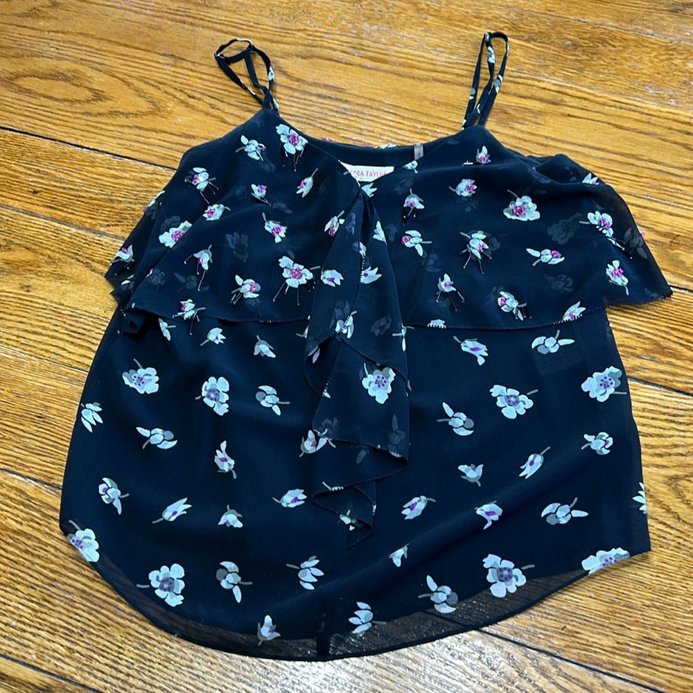 Rebecca Taylor black cami tank blouse. Bead detail.  Size 2. Great condition.